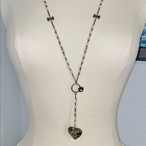 Betsey Johnson rosary leopard heart  necklace